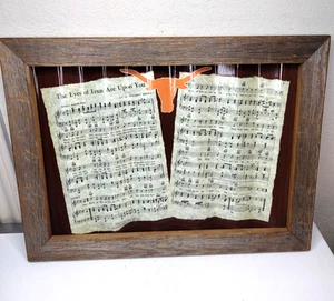 UT Longhorns Eyes of Texas School Spirit Song Rustic Framed Art NCAA Metal/Cedar - Picture 1 of 9