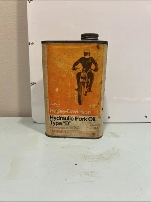 Óleo de garfo hidráulico vintage Harley Davidson tipo D lata metal óleo de motor lata cheia - Imagem 1 de 4