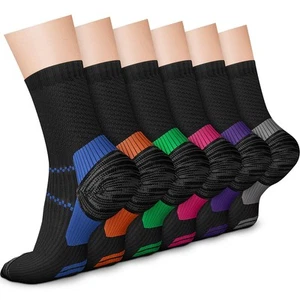 6 Pairs Crew Compression Socks for Women & Men Circulation 15-20 mmHg is Best... - Picture 1 of 7