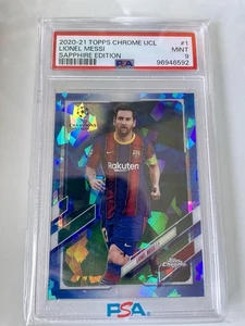 Lionel Messi 2020 Topps Chrome UCL Sapphire Champions League PSA 9 #1 - Picture 1 of 2