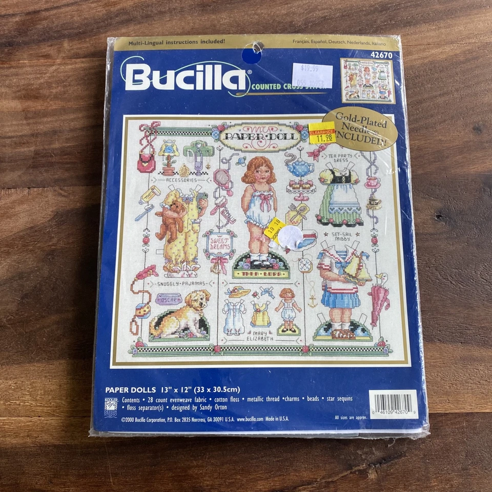 Vintage Bucilla Paper Dolls Counted Cross Stitch Kit 42670