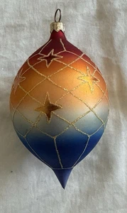 "Adorno de vidrio arte mercurio pintado a mano soplado a mano arco iris rayas de colección 4""" - Imagen 1 de 2