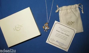MIB W/POUCH LENOX SNOWMAN NECKLACE 20" SS CHAIN & PENDANT 925 STERLING SILVER - Picture 1 of 2
