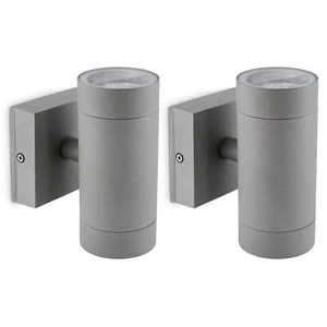 2 Stück Wandleuchte Up & Down grau IP54 Außen 4x LED 3W 230V GU10 neutralweiß - Bild 1 von 9