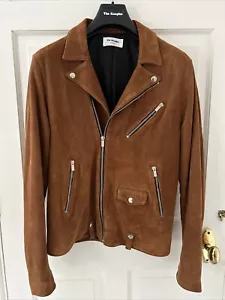 The Kooples Brown Suede Leather Biker Jacket Size Medium RRP£675 - Picture 1 of 9