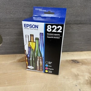 Epson 822 Black Cyan Magenta Yellow Ink Cartridge Set T822120-BCS Exp 08/26 - Picture 1 of 4