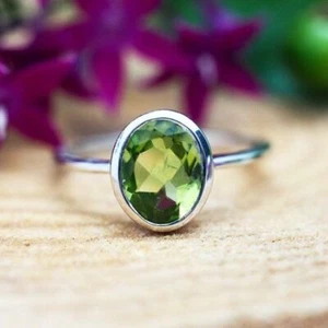 Peridot Gemstone 925 Sterling Silver Ring Black Friday Jewelry All Size SE-955 - Picture 1 of 9