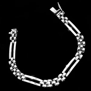 Bracciale catena maglia oro bianco massiccio 14 kt 6,5” pesante 13,3 grammi chiusura di sicurezza - Foto 1 di 3