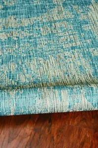 5' X 8' Teal Blue Abstract Indoor Outdoor Area Rug - Picture 1 of 1