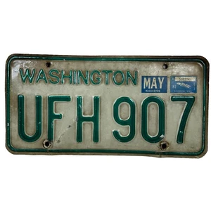 Vintage 1980 Washington State License Plate UFH 907 May Sticker - Picture 1 of 8