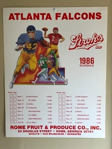 Atlanta Flacons ORIGINAL 1986 Football Schedule Stroh's Beer Wall Poster 17"x22" - Picture 1 of 3