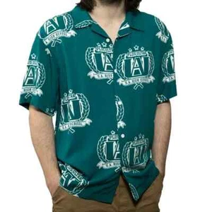 My Hero Academia Plus Ultra Short Sleeve Woven Resort Shirt Medium (38-40) Blue - Picture 1 of 3
