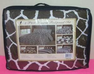 3 Piece Printed Geometric Bedspread and Sham Set Queen Size - Brown - Picture 1 of 10