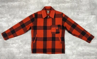 vintage 40s 50s WOOLRICH WOOL JACKET  BUFFALO PLAID RED BLACK HUNTING FIELD - Image 1 of 4