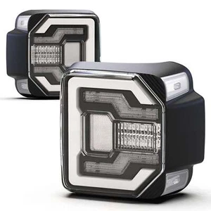 Black LED Off-Road Style Sequential Tail Light Set For 18-24 Jeep Wrangler JL - Picture 1 of 6