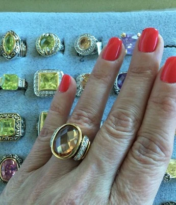 NUEVO "inspirado en el diseñador" Topacio Claro Facetado Circonita cúbica Anillo Cable y Pave Detalle Talla 6 Foto 1 de 4