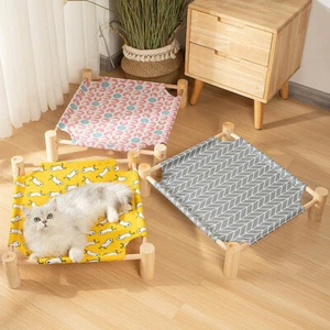 Pet Hammock Durable Cat Bed Four Seasons Removable Washable Solid Wood Kennel - Picture 1 of 31