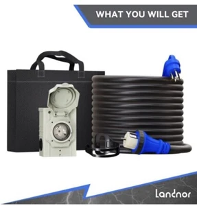 50AMP 15Feet Generator Cord with Pre-drilled Power Inlet Box, 50 Amp 4 Prong, - Picture 1 of 8