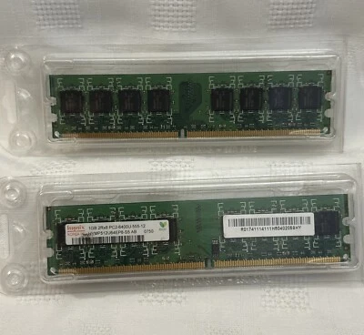 (TWO) Hynix 1GB 2Rx8 PC2-6400U-555-12 Korea 05 HYMP512U64EP8-S5- AB - Image 1 of 2