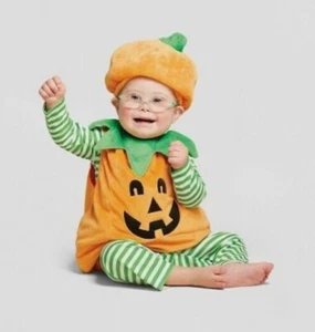 Kleinkind Jungen gepolsterte orange Kürbis Weste Baby Halloween Kostüm Größe 6-12 Monate - Bild 1 von 2