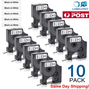 10PK Dymo D1 45013 Label Tape 12mm Black on White for LabelMananger 160 280 420P - Picture 1 of 12