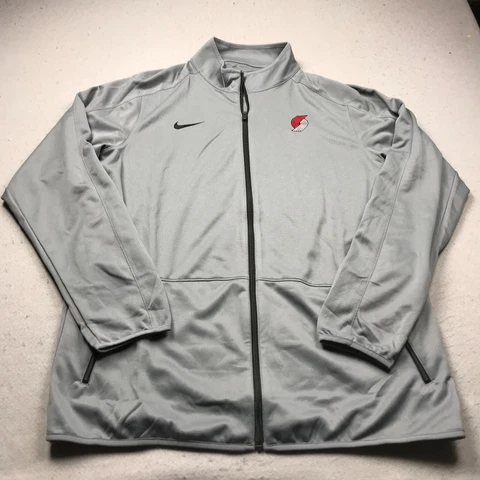 Portland Trailblazers Jacket Mens XLT Tall Gray Nike Full Zip Dri Fit Logo NBA Cover