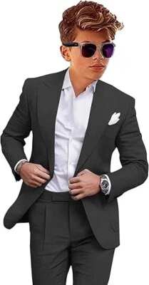 Льняные костюмы для мальчиков приталенные детские смокинги костюм официальный свадебный наряд блейзер брюки - Изображение 1 из 4