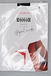Wolford Studio Striped Snake Tights Two Toen Gray Black Sz S 14754 NEW - Picture 1 of 6
