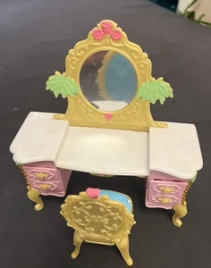 2007 Mattel Barbie Island Princess Vanity Table Chair Furniture Set GUC Flaw - Picture 1 of 5