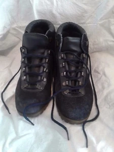 Vintage Womens Blue Suede Hiking Boots Vibram Vintage Dunham Tyroleans Italy - Picture 1 of 7