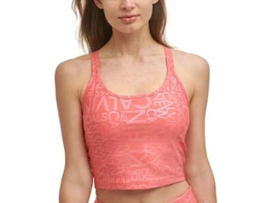 $49 Calvin Klein Women Strappy-Back CK Allover Sports Lined Bralette, Orange, S - Picture 1 of 5