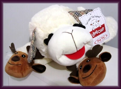 NW COZY COTTAGE RUSTIC MOOSE SLIPPERS MULTIPET PLUSH 24" JUMBO LAMB CHOP DOG TOY - Image 1 of 4