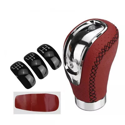 5/6 Speed Manual Gear Stick Shift Knob Shifter Lever PU Leather Car Accessories - Image 1 of 4