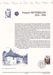 Document philatélique 1er jour 26- 1997 François Mitterrand Président - Imagen 1 de 1