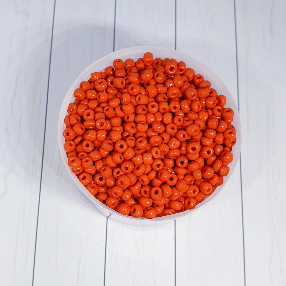 6/0 Glass Seed Beads, Opaque Colours Round , Round Red 4mm 100g - Image 1 of 1