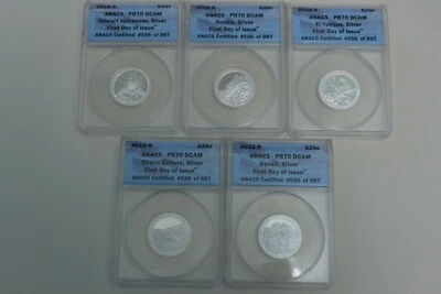 2012 S SILVER National Parks Quarter Set ANACS PR70DCAM First Day of Issue - Image 1 of 4