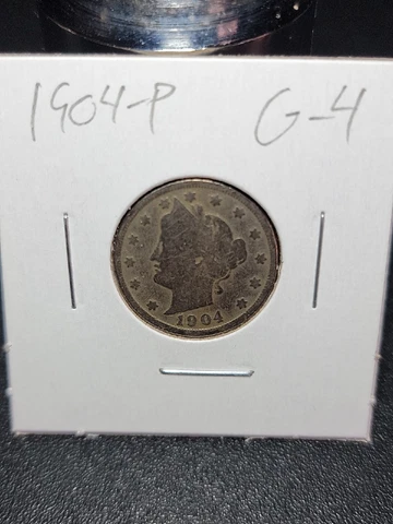 1904 P Liberty Head Nickel in Good Circulated Condition in Coin-Flip Cover