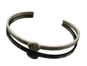 S. COOPER 925 Silver Vintage Faceted Labradorite Cuff Bracelet BT6348 - Picture 1 of 6
