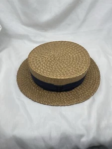 Antico cappello da barca in paglia J D FLUDE COMPANY anni '30 J. J. A. & Co Ivorytone - Foto 1 di 24