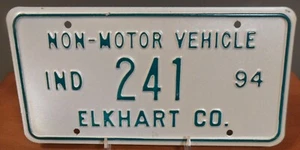 1994 INDIANA, IN, Non-Motor Vehicle Elkhart County License Plate 241 Amish Buggy - Picture 1 of 3