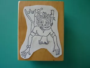 Scuba Diver, Front View RUBBER BABY BUGGY BUMPERS Rubber Stamp - Self Mounted - Picture 1 of 2