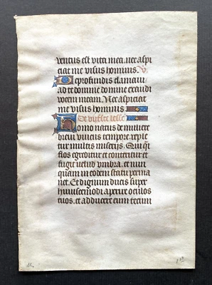 Circa 1500 Illuminated Manuscript Leaf Devotional Hours Vellum Rubricated Latin - Image 1 of 3