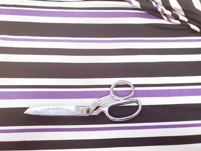 Stripe Jersey Knit Fabric Purple Sportswear Apparel By the Yard   - Image 1 of 4