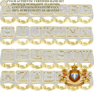 VVS1/D 6.53 Cwt. Certified MOISSANITE Diamond Initial Letter Alphabet Ring Band - Picture 1 of 135