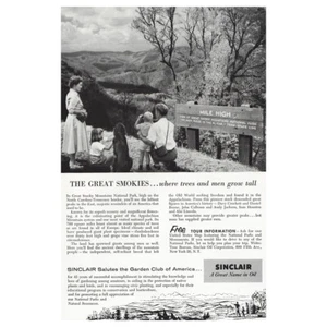 1955 Sinclair: Great Smokies, Mile High pubblicità stampa d'epoca - Foto 1 di 1
