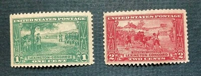 US Stamps  Scott # 617 MNH OG # 618 MH OG- Both Stamps F/Vf - Lexington-Concord - Image 1 of 2