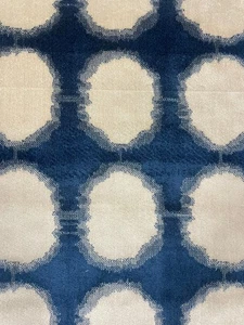 13.125 Yards Fabricut In Crowd Navy Blue Geometric Velvet Upholstery Fabric - DI - Picture 1 of 13