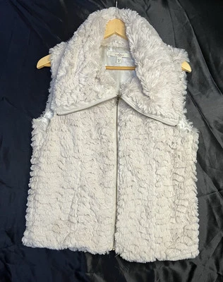 Chaleco Fever de piel sintética con bolsillos crema cremallera completa cuello alto para mujer talla M Foto 1 de 4