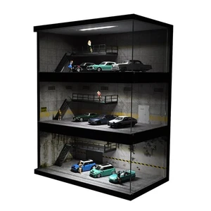 Diorama 1/64 Car Garage Model City LED Lighting Car Repair Workshop Scene Models - Picture 1 of 30