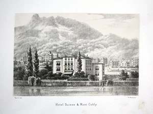 Approx. 1860 MONTREUX Vaud Waadt Hotel Suisse Mont Cubly Lithography Lithograph - Picture 1 of 1